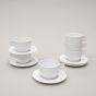 Set 6 Tazze Cappuccino con Piattino Plastica Dura Infrangibile Bianco