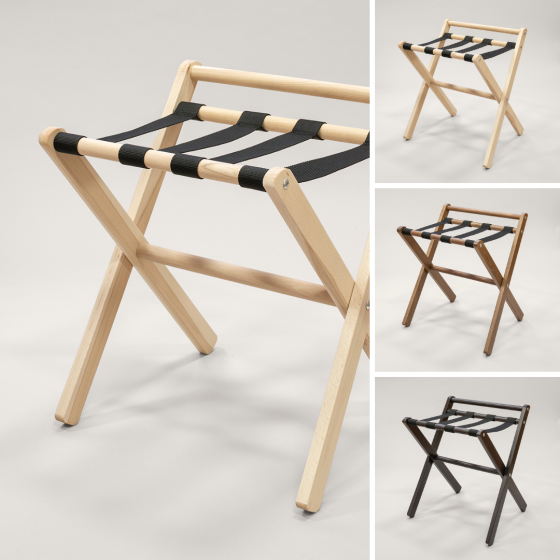 Easy 611 Poggiavaligie in Legno con Sponda e Cinghie