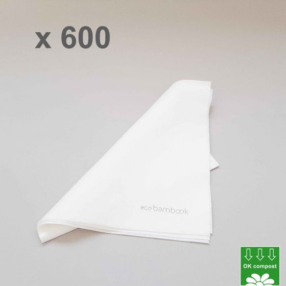 Tovaglioli Biodegradabili Compostabili Monouso 40 X 40 Bianco Bamboo ( Cartone 600 pz )