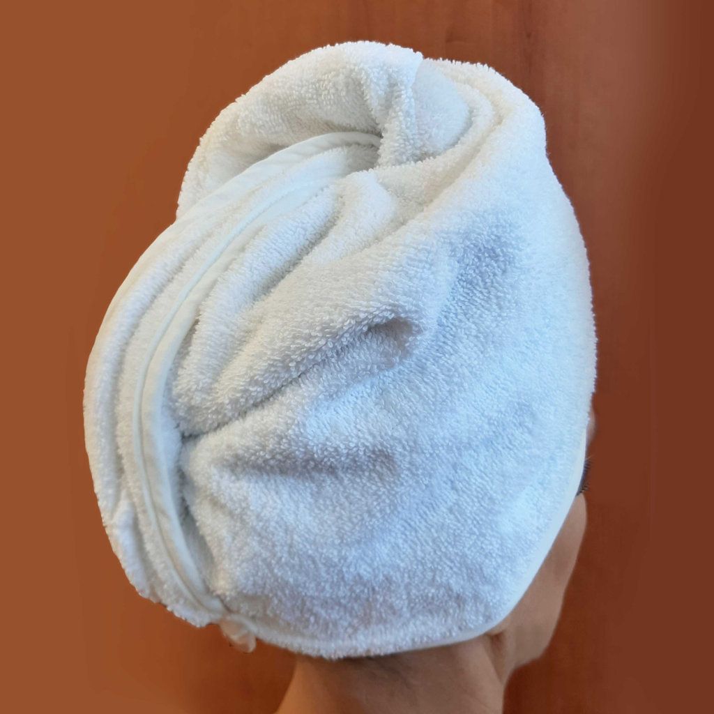 JEMIDI Homeelevel adulti 2 x blu scuro tenuta stabile assorbente in 100% cotone turbante turbante per capelli in spugna con bottone per adulti 