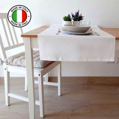 PANAREA Runner Tavola Rettangolare 50 x150 Cotone Bianco Made in Italy 